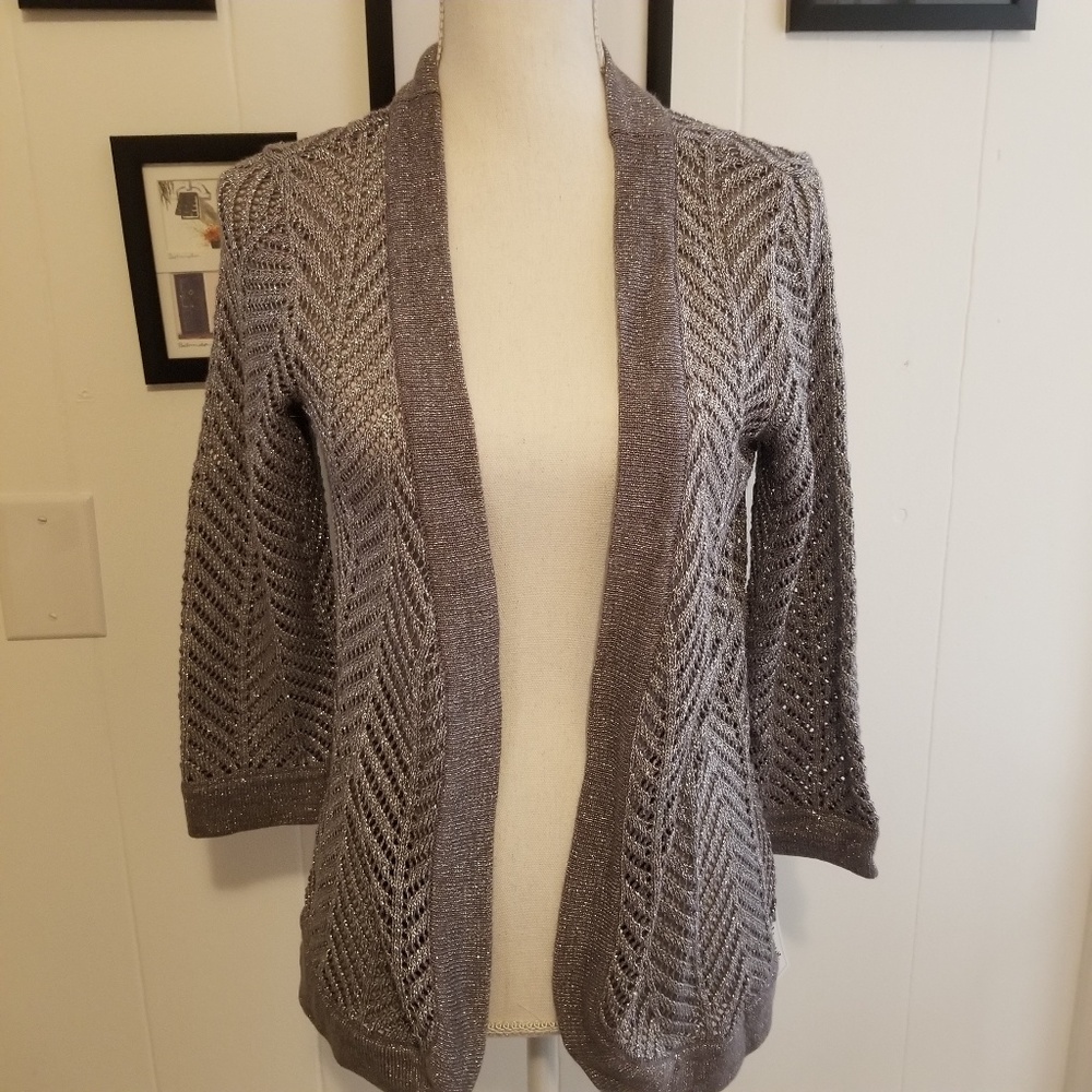 Peter Nygard metallic gray sweater size small NWT